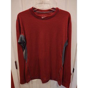 Nike Pro Combat Mens Shirt L Dri Fit Fitted Burgundy Red Long Sleeve Activewear